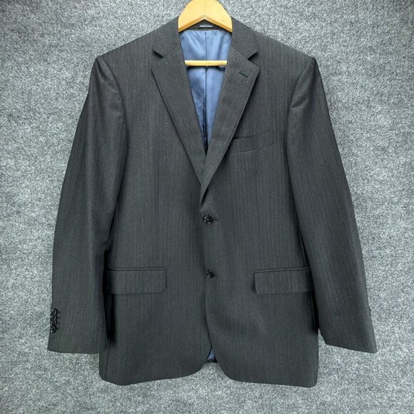 SuitSupply Suit Jacket Mens 42R Gray‎ Herringbone Wool Super 110s Surgeons Cuff - Picture 1 of 16